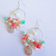 Aqua and coral silver hoop